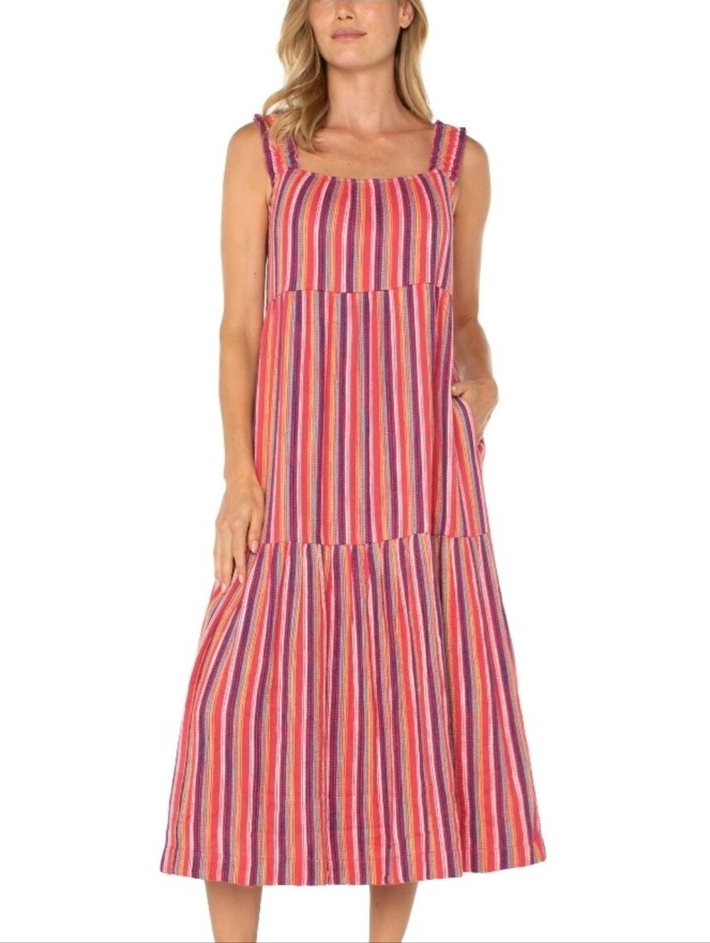 Liverpool Los Angeles Stripe  Midi Sundress NWT – Size Large